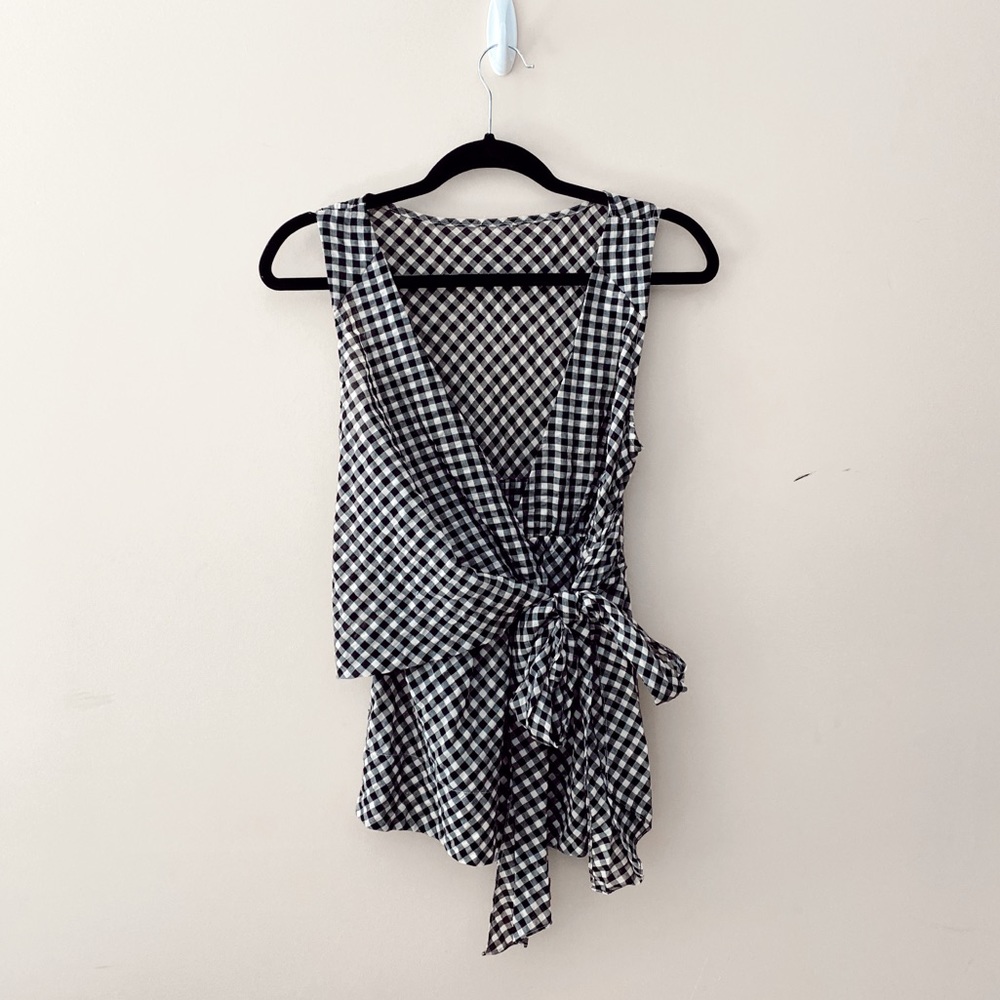 Asymmetrical Plaid Tank Blouse